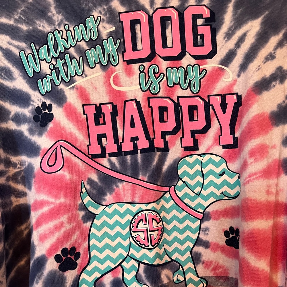 Simply Southern Tie Dye Tee shirt with dog